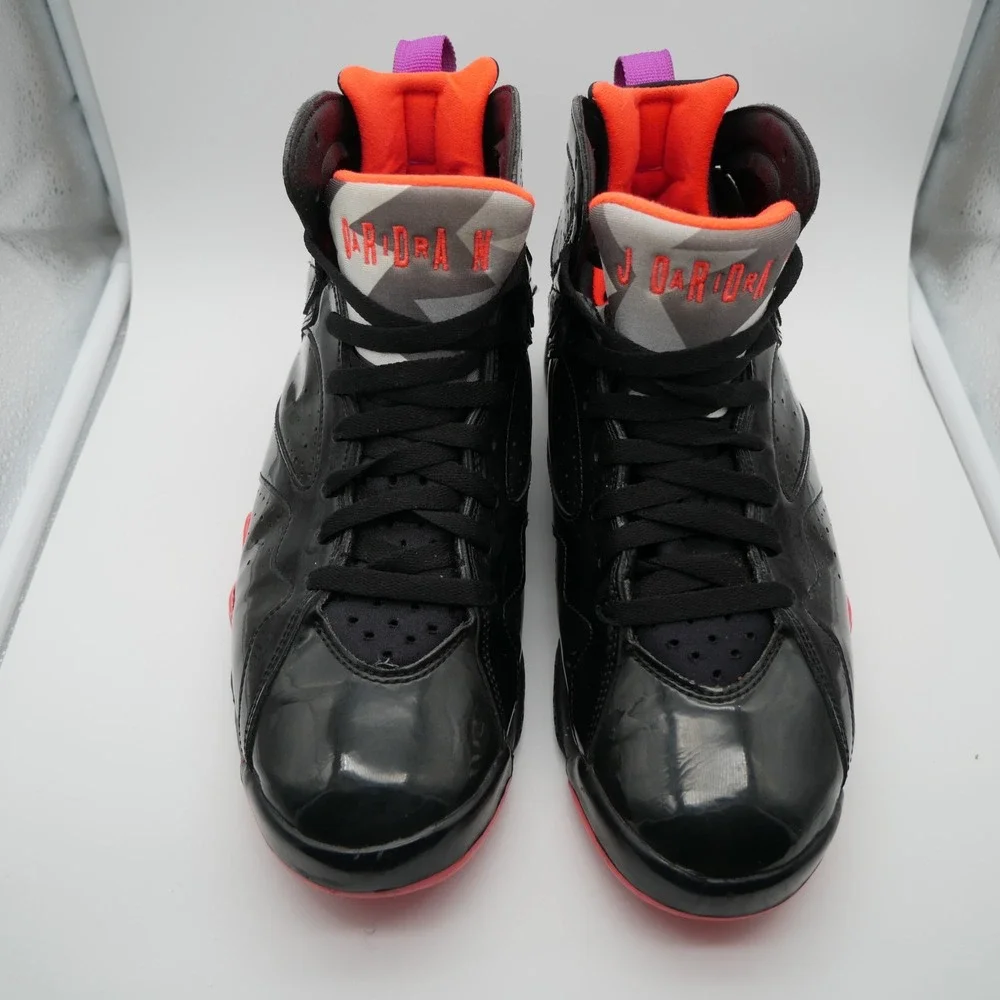 Nike Air Jordan 7 Retro Black Patent Gloss Crimson 313358-006 Women Size 12